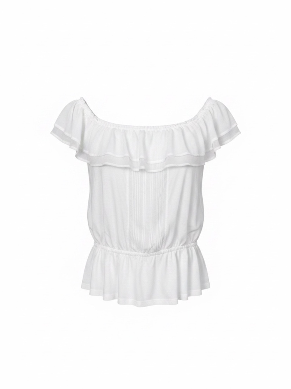 Aéropostale White Off-the-Shoulder Ruffle Peplum Top Medium